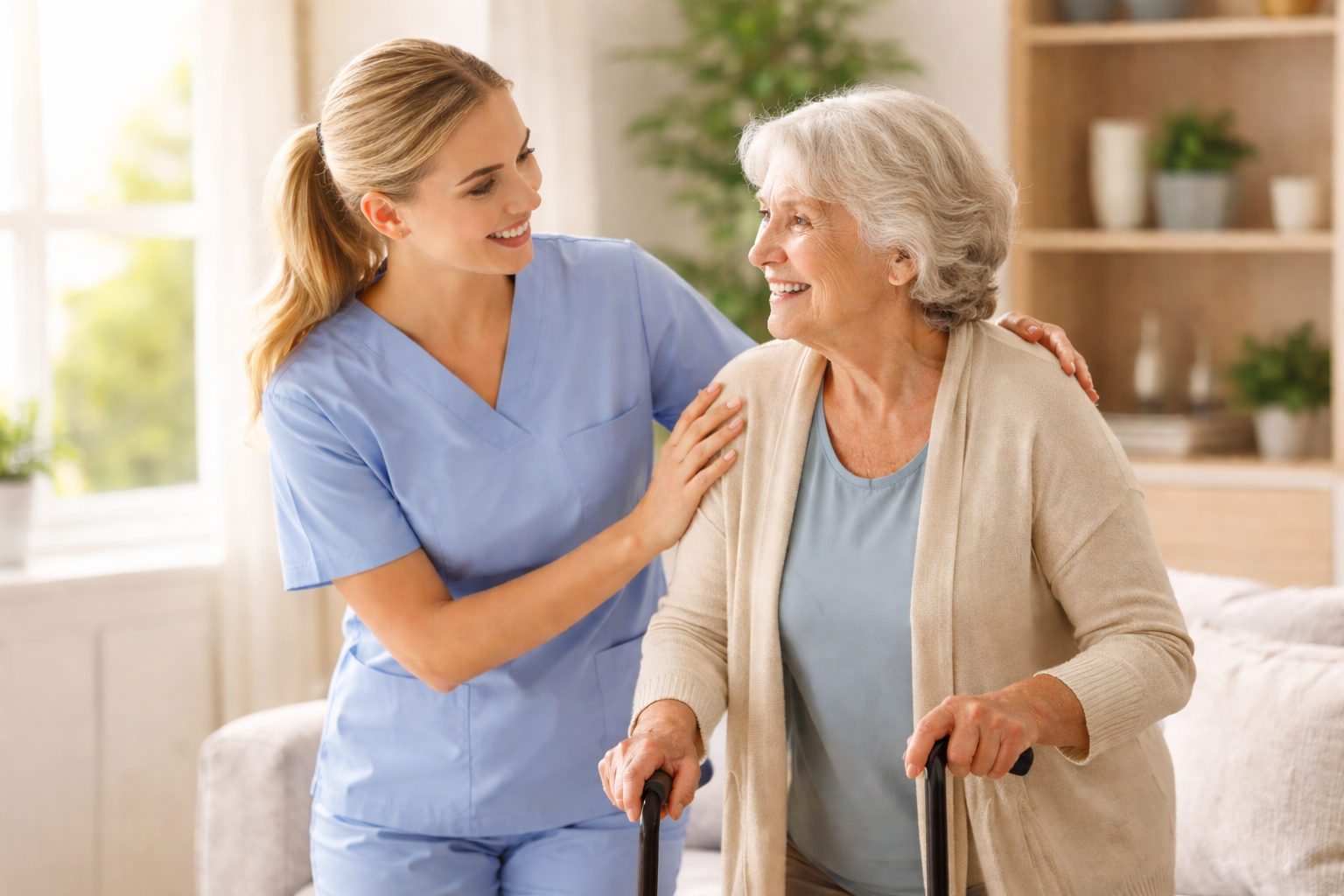 Caregiver with senior